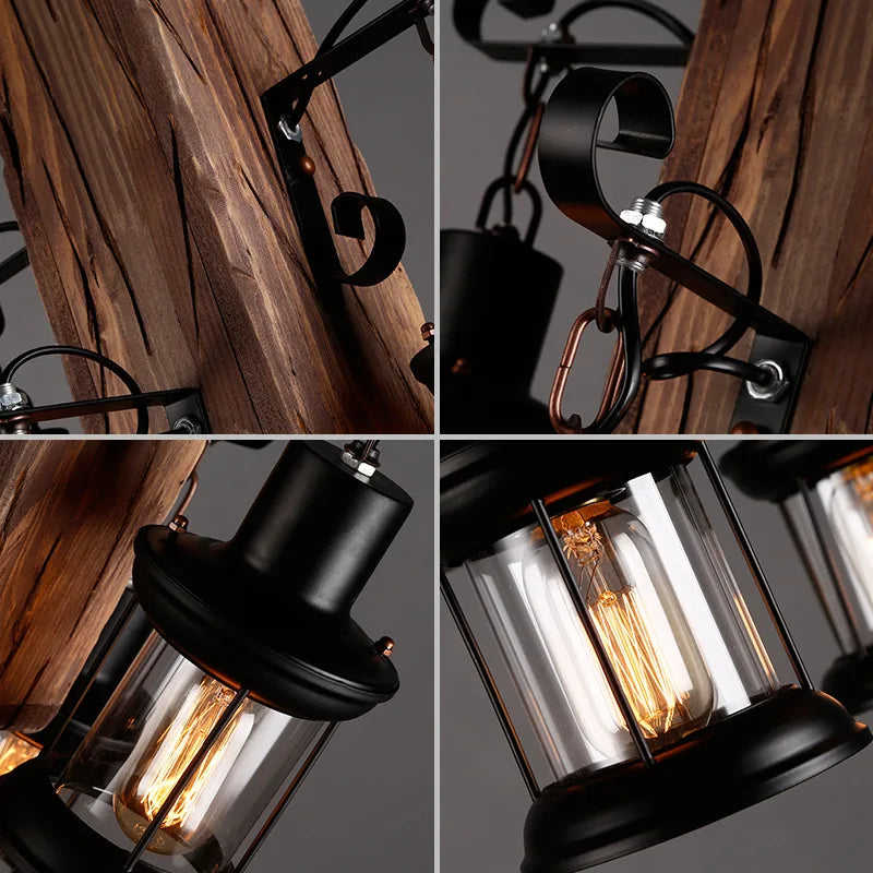 Rustic Lamp Coffee Bedroom Dining room Industrial Decor loft chandeliers Solid Retro Wood lamp suspension luminaire industrial