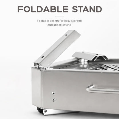 Portable Stainless Steel Fire Pit with Glass Wind Guard Outdoor Camping Fire Pit Foldable Bonfire Stove