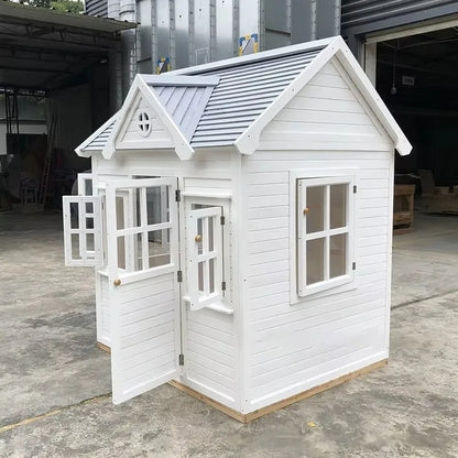 Outdoor Wood Kids Playhouse with Waterproof Feature