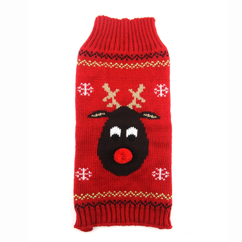 Winter Dog Sweater Christmas Deer Print Knitted Clothes Chihuahua Coat French Bulldog Jacket Puppy Warm Outfit Pet Supplies