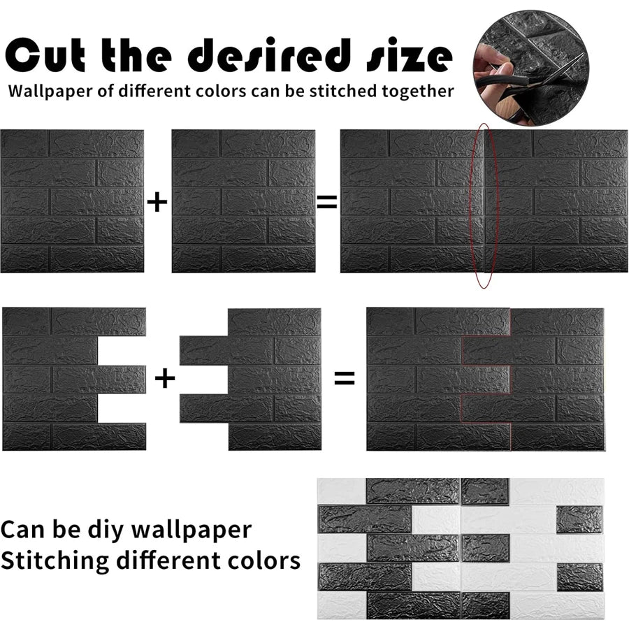 3D wallboard wallpaper sticker with self-adhesive waterproof foam, suitable for indoor wall decoration, bathroom home decoration