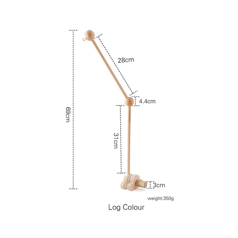 Crib Mobile Bed Bell Wooden Bracket Baby 0-12 Months Wooden Mobile Hanging Rattles Toy Holder Decorative Accessories Arm Bracket