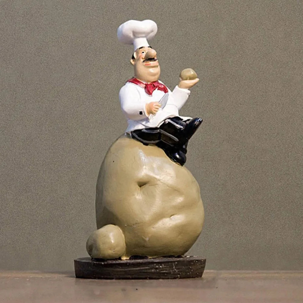 Handicraft Rustic Bakery Chef Resin Statue Model Simulated Farmhouse Cake Shop Decor Funny Display Kitchen Chef Figurine