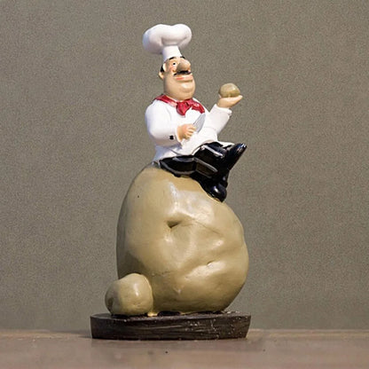 Handicraft Rustic Bakery Chef Resin Statue Model Simulated Farmhouse Cake Shop Decor Funny Display Kitchen Chef Figurine