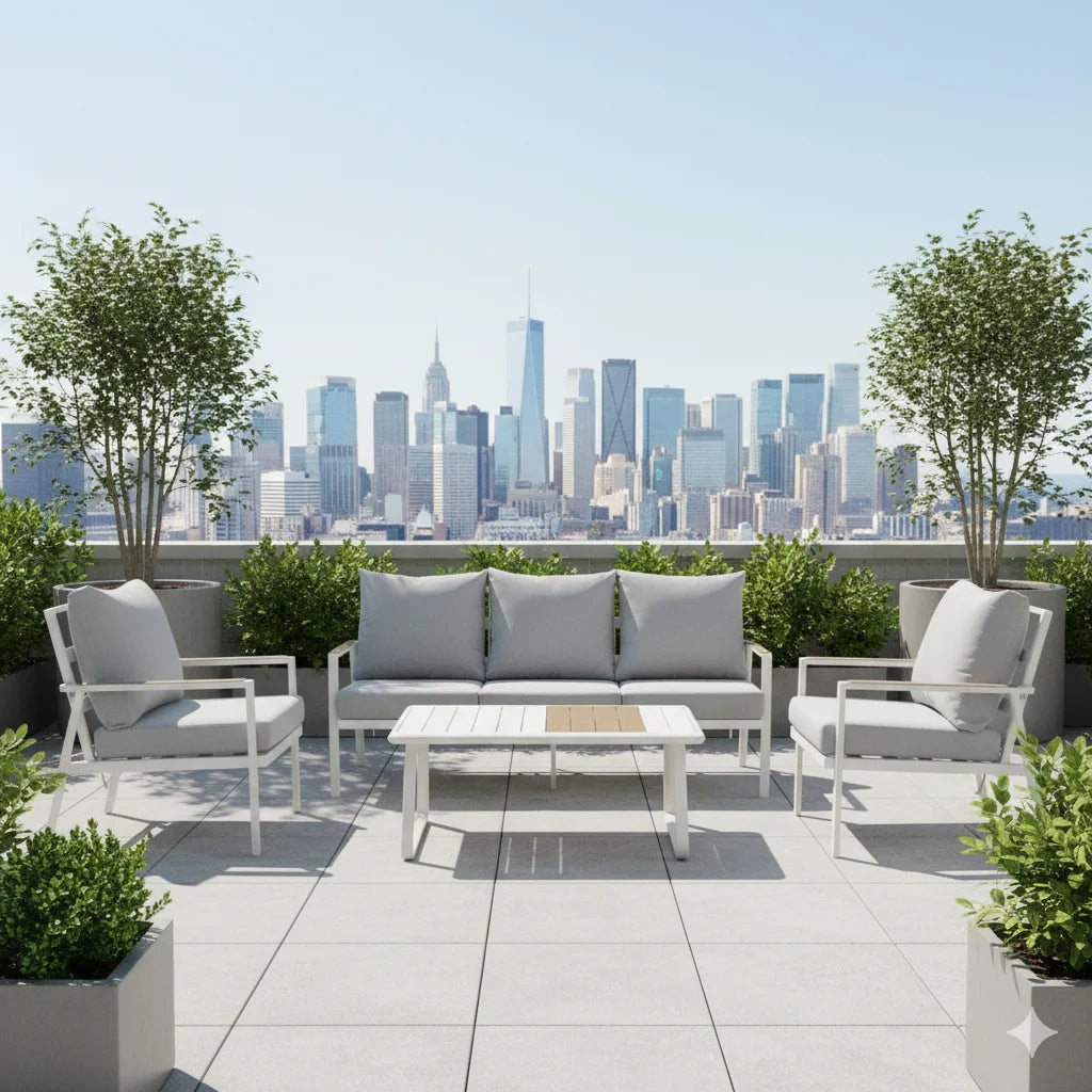 Modern Aluminum Outdoor Furniture Set Durable Garden Sofas with Patio Sofa Set for Courtyard and Terrace