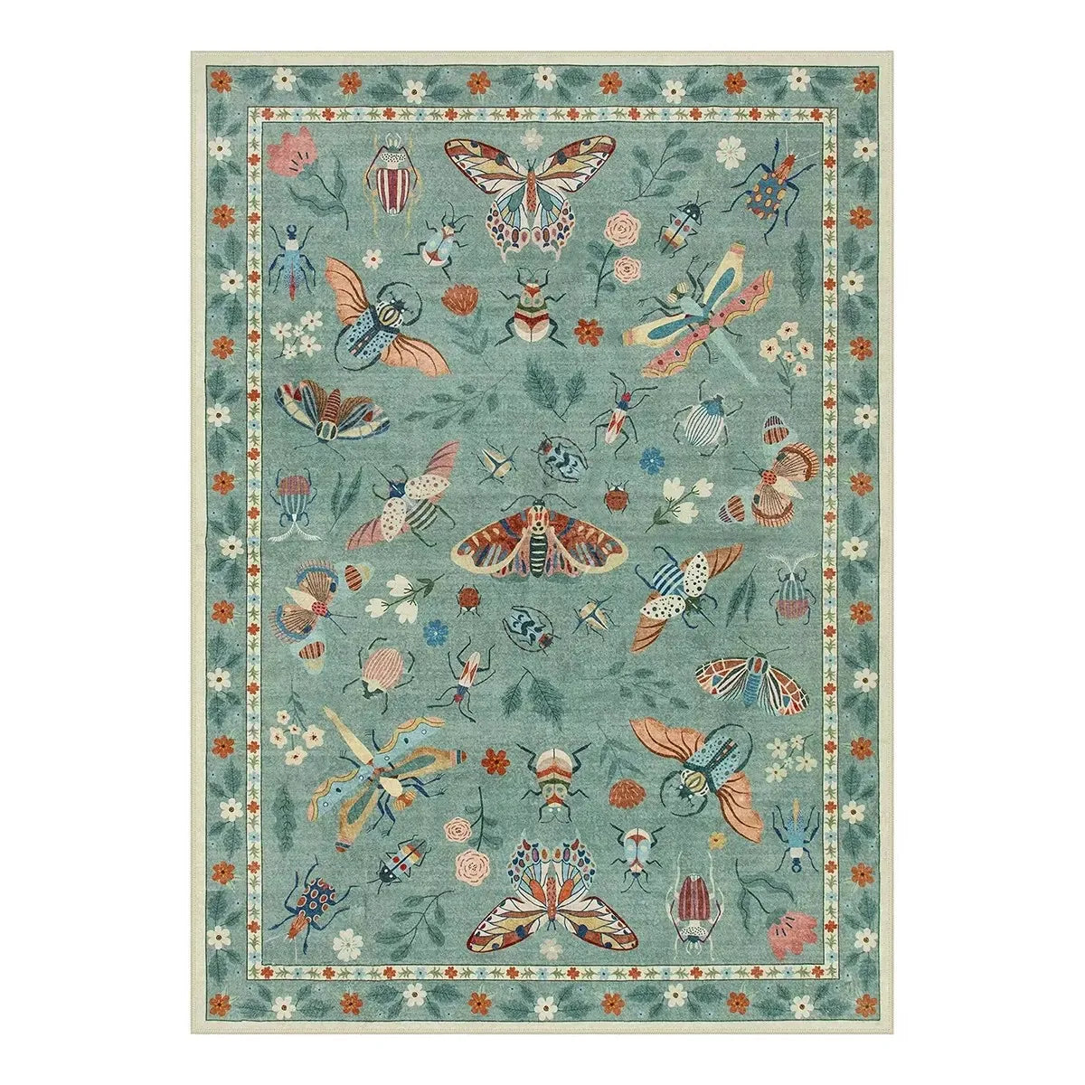 Insect Print Area Rugs, Non Slip Washable Rugs for Living Room,Modern Bedroom Rug Under Bed Large Carpet for Room Decor