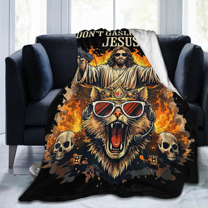 Don't Gaslight Me Jesus Blanket Flannel Dungeon Crawler Carls Lightweight Thin Throw Blankets for Bedding Bedroom Bedding Throws