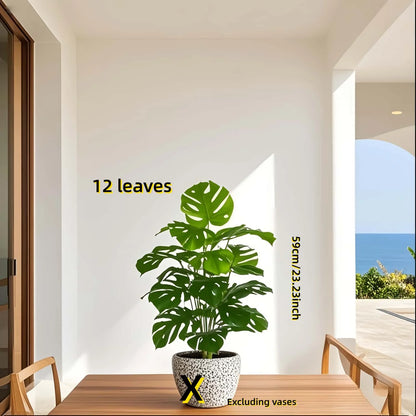 1pc Realistic Monterey Leaf Artificial Greenery 12/18/24 Pcs Leaves Faux Plant For Home  Hotel Wedding Indoor Outdoor Decor