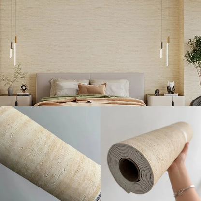 Stone Textured Imitation Roman Travertine Slate Wallpaper Self Adhesive Thickened Stretchable Flexible Wall Sticker Decoration.