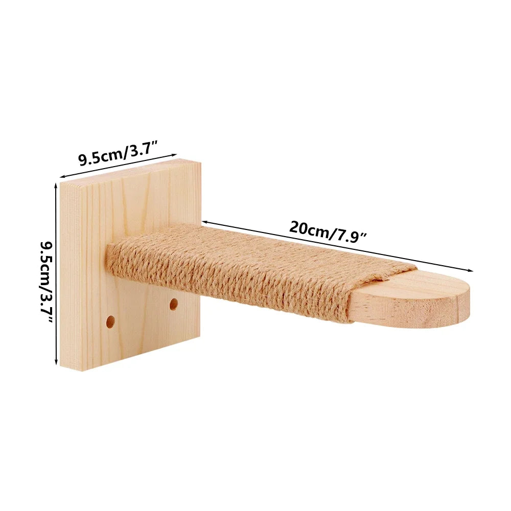 Cat Scratching Post Wall Furniture Wood Wall Mounted Kitten Scratcher Tree Tower Toys Thicker Column for Indoor Cats Accessories