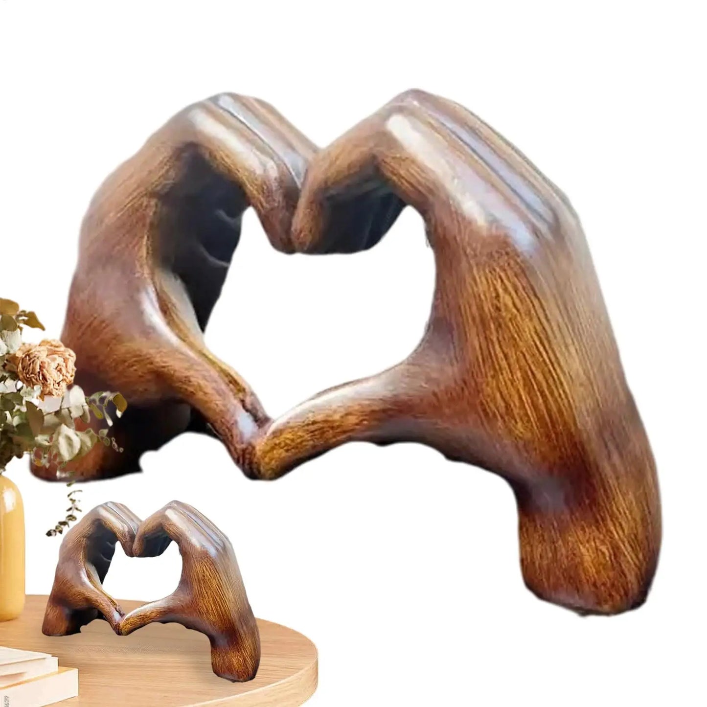 Heart Hands Statue Love Gesture Decoration Modern Art Sculpture Charming Wood Effect Statue table Room Wedding Decoration