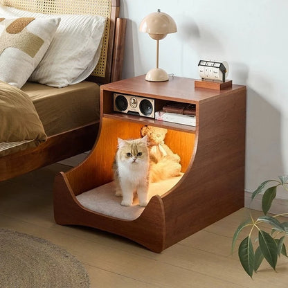 Bedroom Vintage Nightstand Living Room Farmhouse Led Storage Bedside Table Charging Wood Mesita Noche Mid Century Furniture