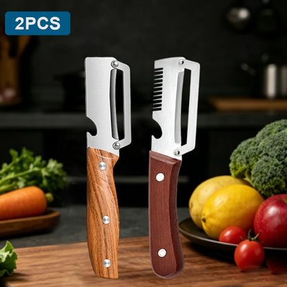 Stainless Steel KItchen Peeler 3-in-1 Multi-Functional Peeler Green Onion Slicer Bottle Opener Peeler for Fruits and Vegetables