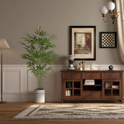 4/5/6ft Artificial Bamboo Tree Tall Fake Bamboo Plant in Black Pot Faux Trees with Realistic Trunks and Lifelike Leaves for Indoor Outdoor Home Office Décor