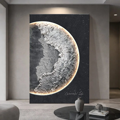 Light Luxury Living Room Led Decoration Painting Home Decoration Sofa Background Wall Floor Painting Moon Entrance Mural Light
