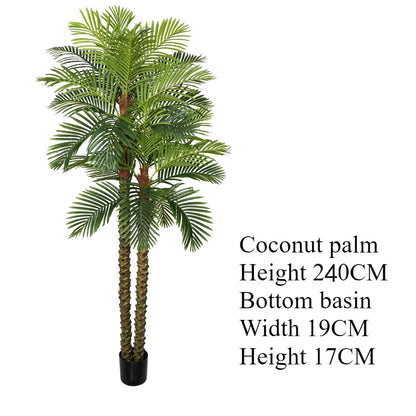Large Artificial Coconut Tree 200CM To 240CM Fake Palm Tree Tropical Simulation Plant Outdoor Indoor Home Garden Decoration