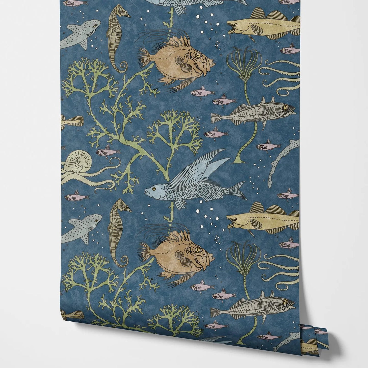 John Dory Wallpaper, Blue Sea Design Wallpaper Peel and Stick Wallpaper,  Fish Nemo Wallpaper, Removable Traditional Wall Papers