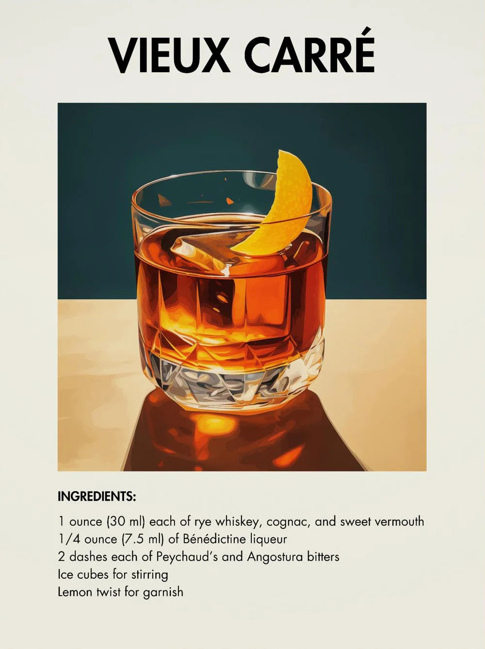 Classic Simple Bar Drinks Liquor Cocktail Bartending Recipe Poster Canvas Art Painting Prints Home Room Bar Wall Decoration