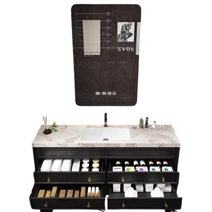 Rustic Retro Bathroom Cabinet Luxury Integrated Black Vanity Bathroom Cabinet Storage Organization Mobile Bagno Home Furniture