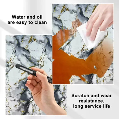 Peel and Stick Marble Effect Wallpaper Waterproof Gilded Material for Home Interior Upgrade and Kitchen TV Wall Decoration