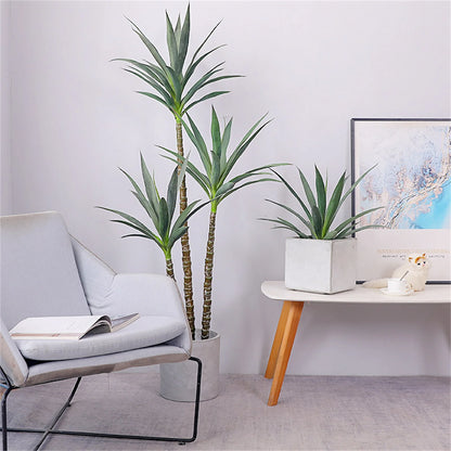160 cm (63 inches) artificial agave plant with 3 stems for living room, office, balcony, artificial plant in pot with lifelike leaves and bark, indoors and outdoors, indoor plant decoration