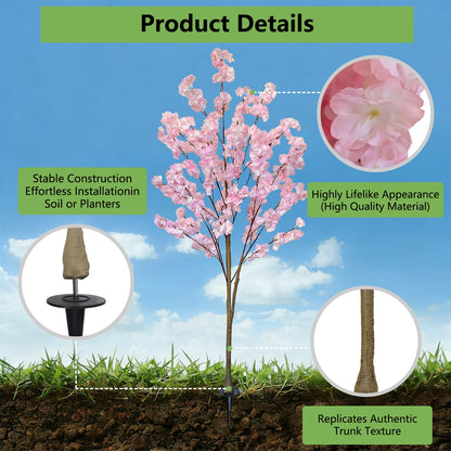 120-180cm Artificial Pink Cherry Tree Blossom Indoor Outdoor Fake Plant for Home Garden Living Room Decoration Wedding