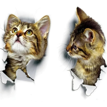 3D Cute Cat Self-adhesive Removable Wallpaper for Children's Living Room Bedroom Background Wall Bathroom Sticker