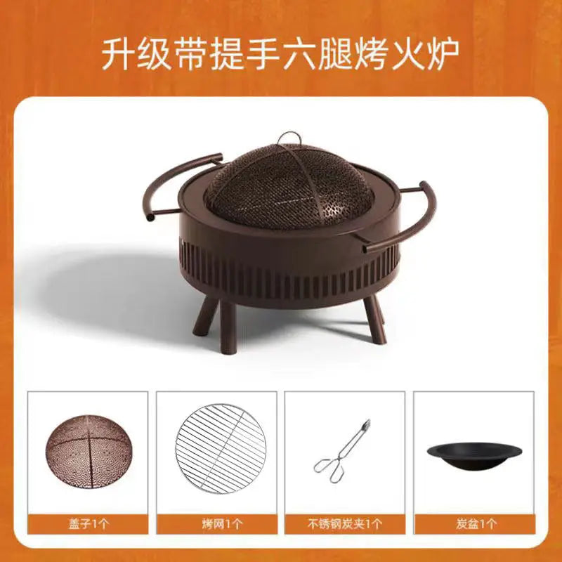 Charcoal Fire Pit Stove Patio Indoor Heating Brazier Household Carbon Furnace Outdoor Barbecue Grill Smokeless Coal Burner Tea