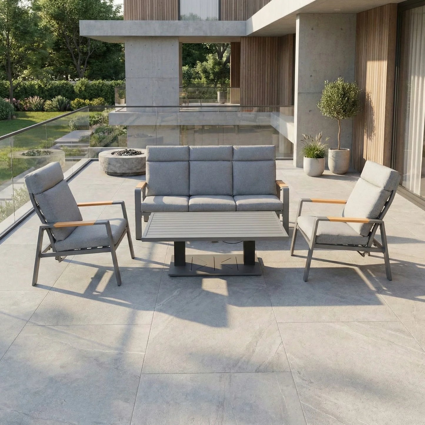 Outdoor Garden Sofa Set Luxury Modern Outdoor Furniture with Aluminum Frame Garden Dining Set & Elegant Patio Furniture