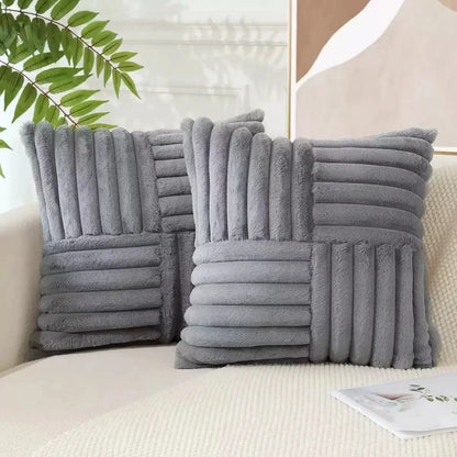 2pcs Artificial Plush Throw Pillow Covers, Suitable for Various Occasions Such as Bedding, Home Decoration, Etc