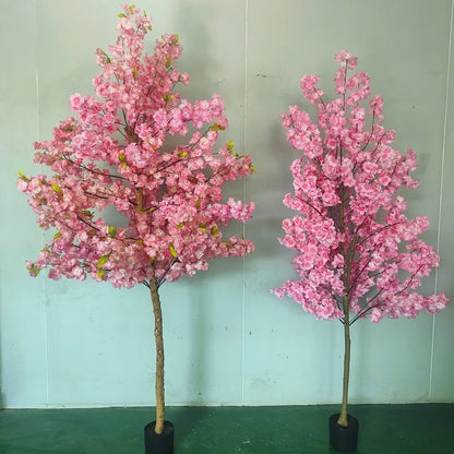 Artificial Pink Cherry Tree Blossom Indoor Outdoor Fake Plant for Home Garden Room Wedding Decoration Christmas Decor