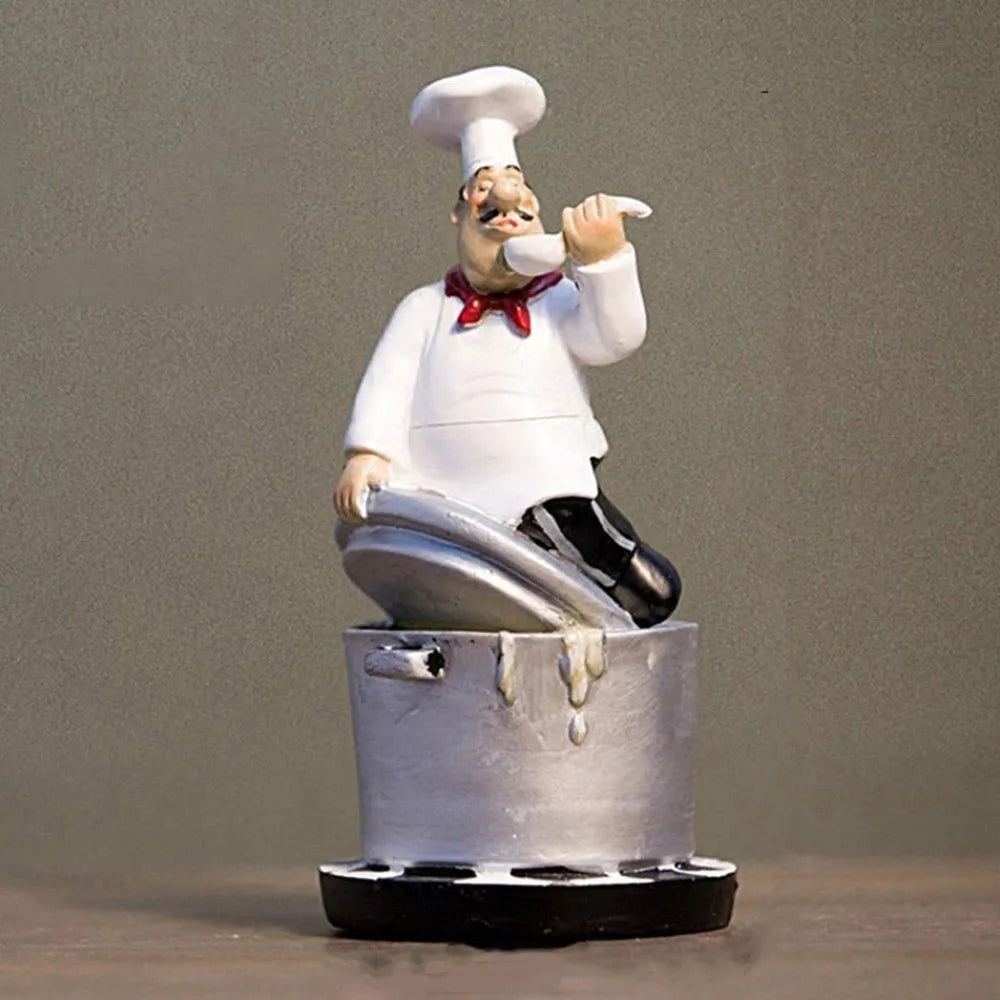 Handicraft Rustic Bakery Chef Resin Statue Model Simulated Farmhouse Cake Shop Decor Funny Display Kitchen Chef Figurine