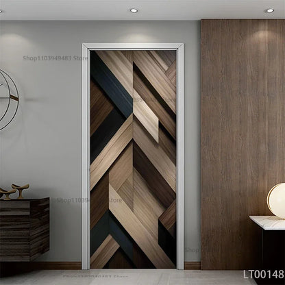 Wood Texture Series Waterproof Self-Adhesive Wallpaper Art Mural Stickers for Decor Door Cabinet Closet Ornamental Stickers
