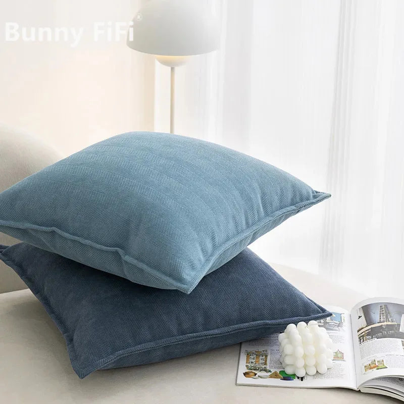 Cozy Solid Chenille Throw Pillow Covers - Nordic Design, 45x45/50x50/60x60/65x65cm, Ideal for Living Room & Bedroom Decor