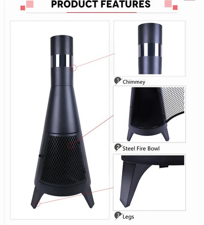 Chimenea Patio Heater Fire Pit Outdoor Garden Wood Burning Steel Metal Firepit Wood Burner Steel Chiminea