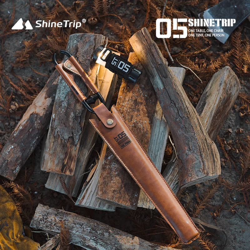 ShineTrip Outdoor Camping Fire Tongs Charcoal Clamp with PU Leather Storage Sheath for Backyard Bonfire Picnic Barbecue Fire Pit