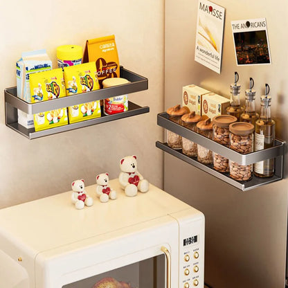 Kitchen Refrigerator Side Magnetic Storage Rack Magnet Punch-free Wall-mounted Organizer Multi-functional Spice Shelf