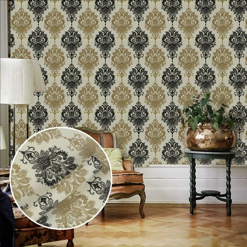 45CM self-adhesive wallpaper DIY grid background wall self-adhesive retro style home decor bedroom living room background wall
