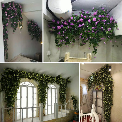 Artificial Hanging Flowers Begonia Silk Flowers Hanging Plants Artificial Geranium Flowers for Outdoor Indoor Patio Garden Decor