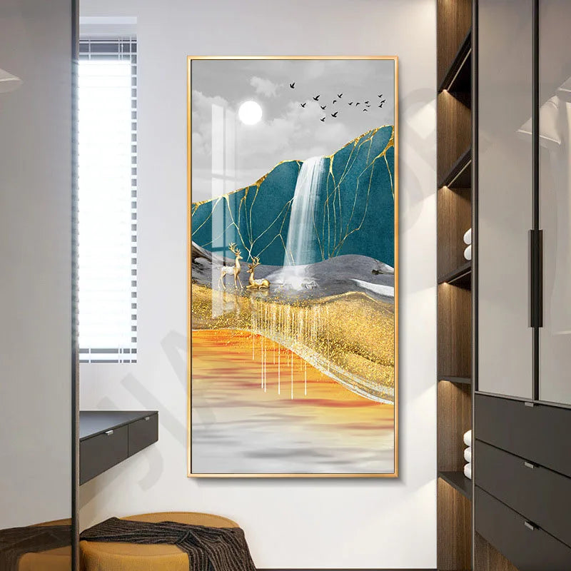 2024 New Living Room Decoration Painting, Dining Room Bedhead Hanging Mural Painting With Lights And Luxurious Lighting