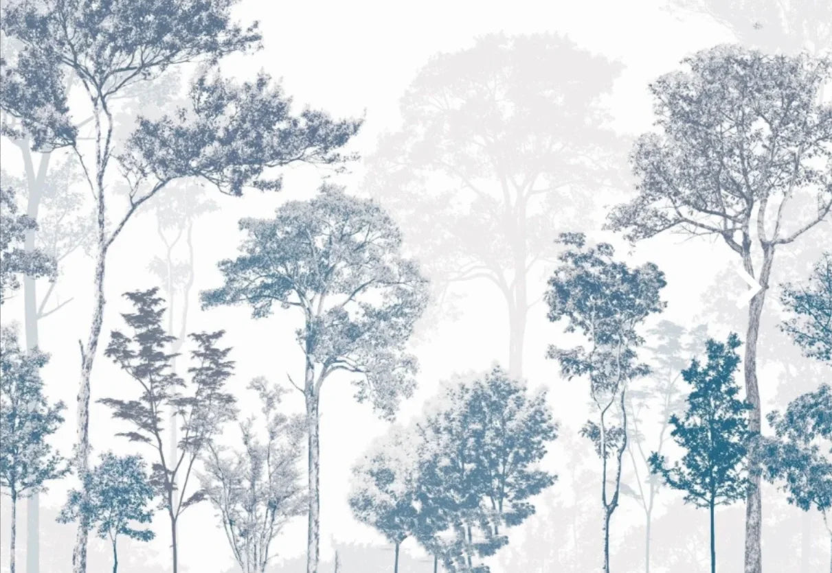 Customized Wallpaper Blue Forest Style Painting Living Room Background Wallpaper Home Decoration Forest Retro 3D Wallpaper