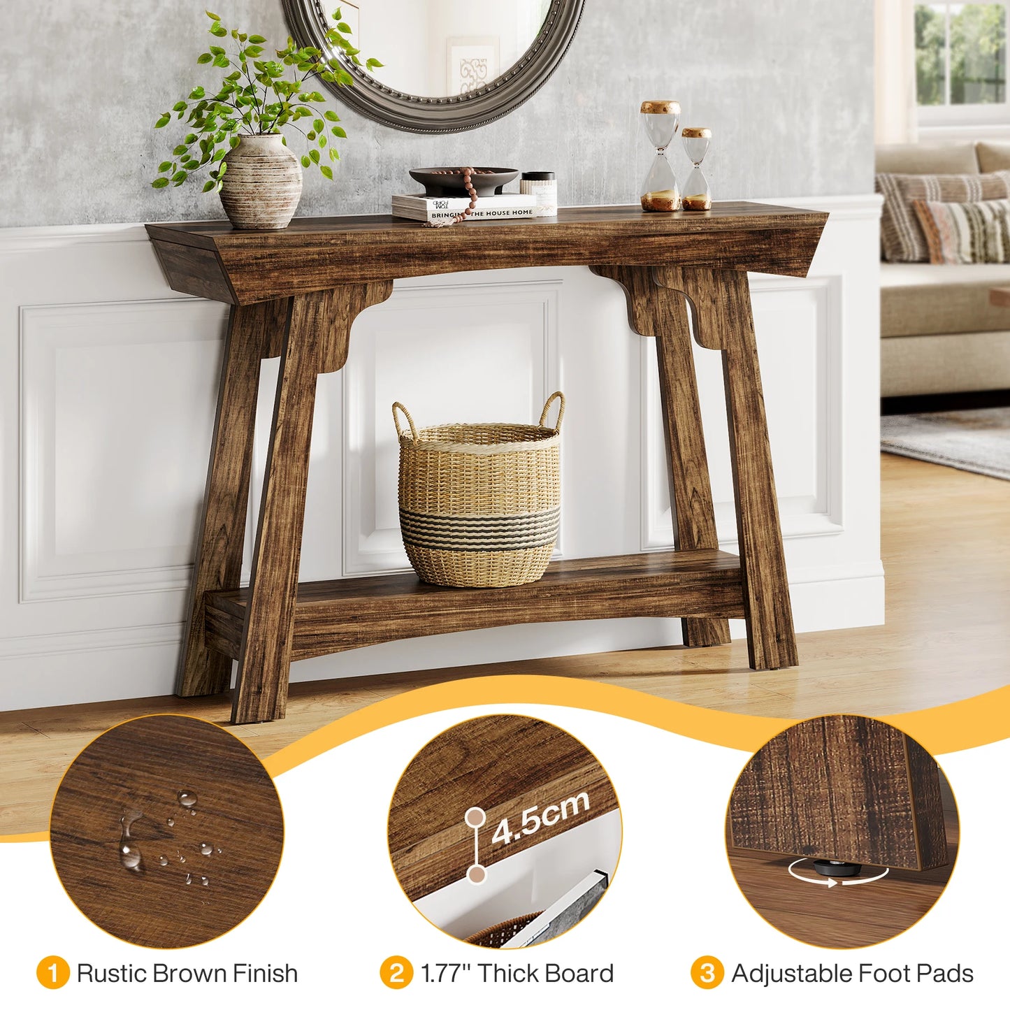 Tribesigns 41.3" Wood Console Table, 2-Tier Entryway Table with Storage Shelf, Farmhouse Narrow Sofa Table Behind Couch