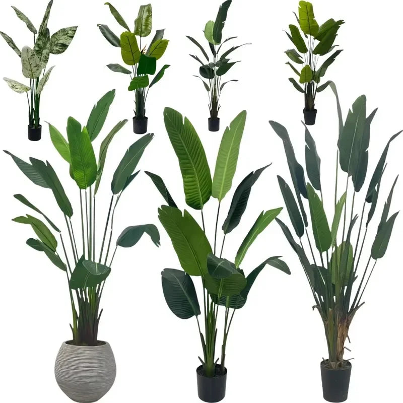 Live Natural Artificial Bird of Paradise Plant Bonsai Banana Tree Fake Leaf Trunk Indoor Outdoor Hotels Decor Greenery