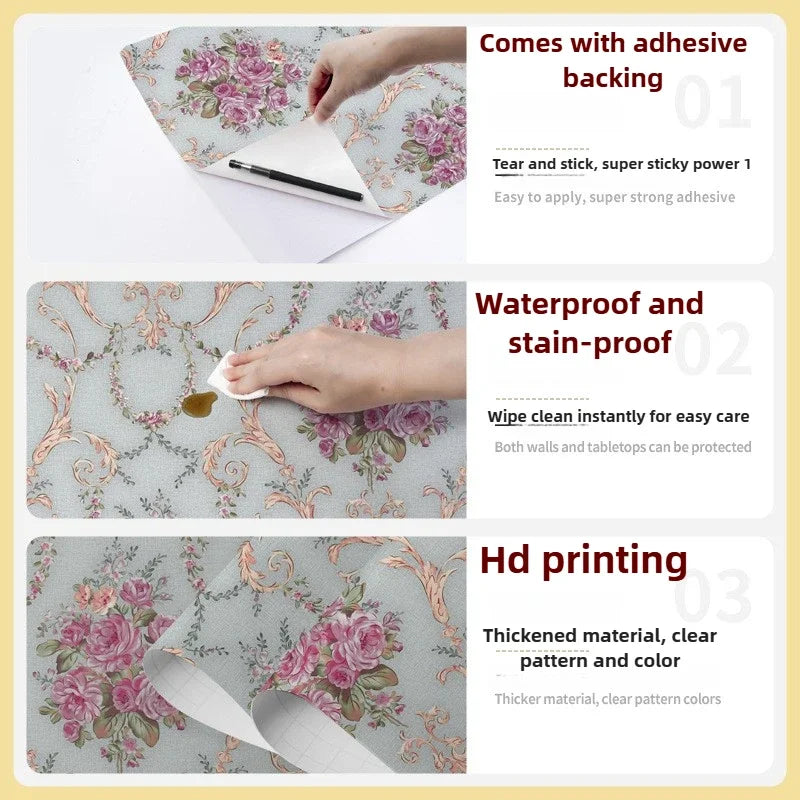 Home Decor Retro Floral Wallpaper Renovation of Bedroom and Living Room Decorative Walls