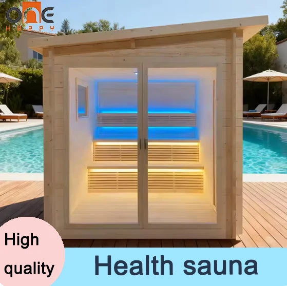 Outdoor Sauna Rest Area Solid Wooden House Prefabricated Natural Cedar Square Sauna Room For Home Garden Relax Space