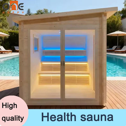 Outdoor Sauna Rest Area Solid Wooden House Prefabricated Natural Cedar Square Sauna Room For Home Garden Relax Space