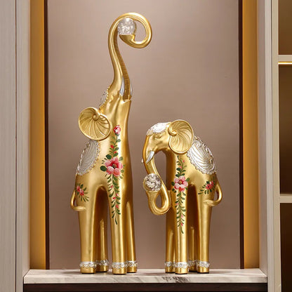 Home Decor A Pair Elephant Sculpture Ornaments,Living Room Entrance,TV Cabinet,Wine Cabinets Art Statue Decorations Gift Resin