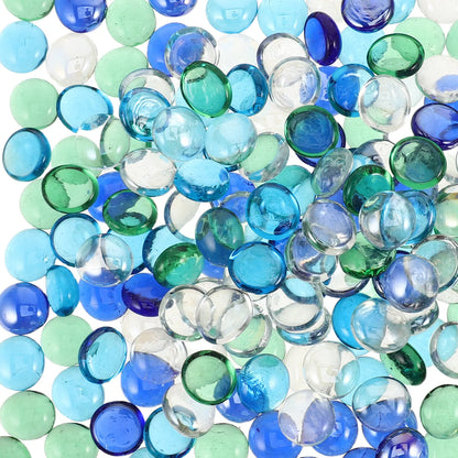 1Bag Fireplace Reflective Glass Beads 17-19Mm Round Decorative Glass Rocks Stones for Propane Fire Pit Indoor Outdoor