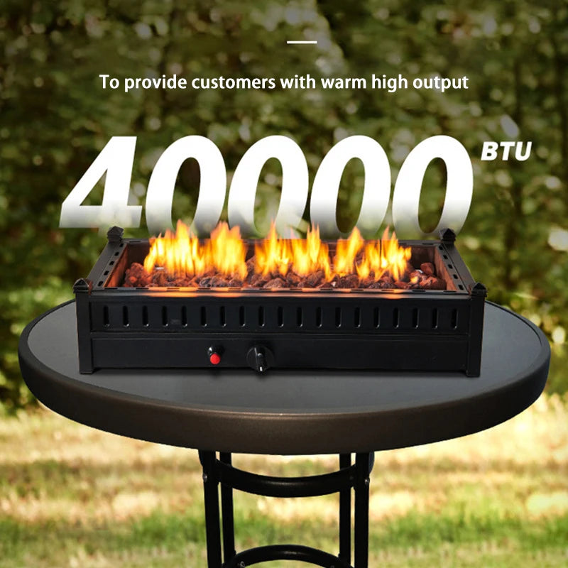 FireplaceGarden Square Portable Fire Pit Table Top Fireplace Outdoor Gas Fire Pit
