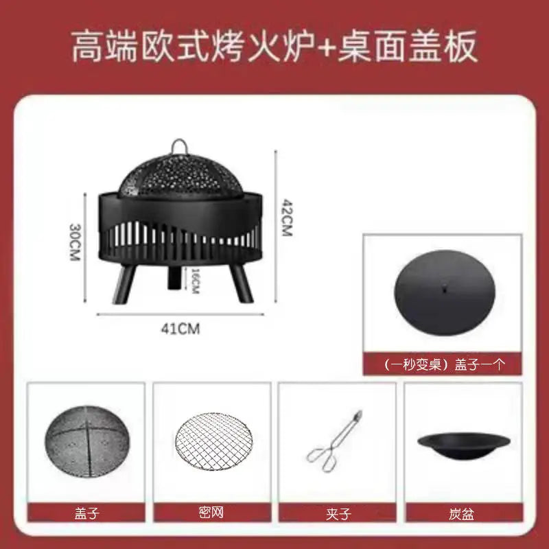 Charcoal Fire Pit Stove Patio Indoor Heating Brazier Household Carbon Furnace Outdoor Barbecue Grill Smokeless Coal Burner Tea